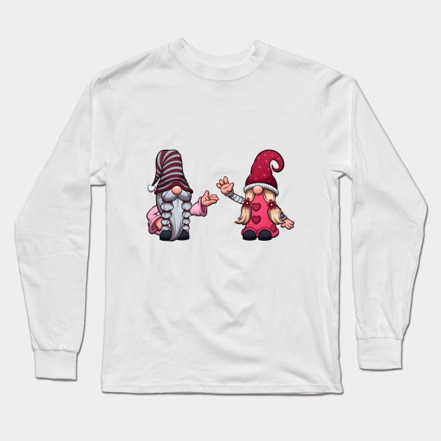 Cute Valentine’s Day Gnomes Long Sleeve T-Shirt by TheMaskedTooner